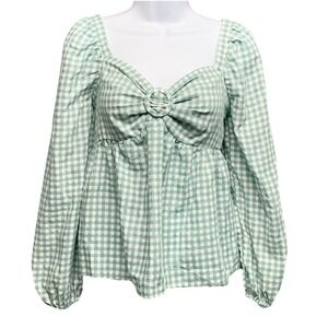 Coco Jaimeson Womens Top Small Gingham Babydoll Milk Maid Cottage Renaissance